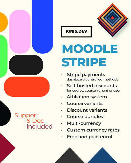 Stripe for Moodle with course variants, bundles, discounts and affiliations